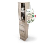 CDF Mobile da bagno - Colonna salvaspazio stretta 30x30x170cm - con anta e ripiani - Armadietto alto moderno per bagno - Quercia di Sonoma