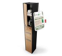 CDF Mobile da bagno - Colonna salvaspazio stretta 30x30x170cm - con anta e ripiani - Armadietto alto moderno per bagno - Antracite/Rovere Artisan