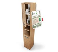 CDF Mobile da bagno - Colonna salvaspazio stretta 30x30x170cm - con anta e ripiani - Armadietto alto moderno per bagno - Rovere artigianale