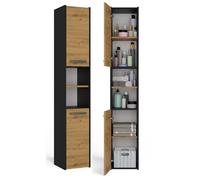 CDF PISA - Mobile bagno - 170x30x30 cm - Colonna portaoggetti - Effetto legno