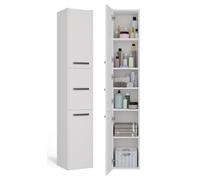 CDF Mobile da bagno - Colonna salvaspazio stretta 30x30x170cm - con anta e ripiani - Armadietto alto moderno per bagno - Bianco