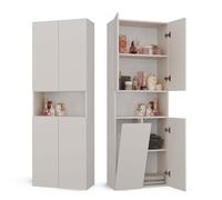 CDF Mobile da Bagno con Armadietti e Ante Cachemire Colonna Bagno Salvaspazio 1 Cesto per la Biancheria Mobile Alto a Colonna Cesto Portabiancheria Armadio Bagno 174 x 60 x 30