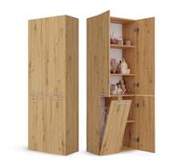 CDF Mobile da Bagno con Armadietti e Ante Rovere Artisan Colonna Bagno Salvaspazio 1 Cesto per la Biancheria Mobile Alto a Colonna Cesto Portabiancheria Armadio Bagno 174 x 60 x 30