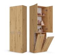 CDF Mobile da Bagno con Armadietti e Ante Rovere Artisan Colonna Bagno Salvaspazio 2 Cesti per la Biancheria Mobile Alto a Colonna Cesto Portabiancheria Armadio Bagno 174 x 60 x 30