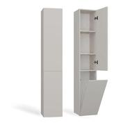 CDF Mobile da Bagno Lavanderia Colonna Bagno con Cesto per Biancheria Armadio Salvaspazio per Spazi Ridotti Soggiorno Corridoio WC Cashmere (beige) largh 31 cm 30x31x174 cm Facile Montaggio