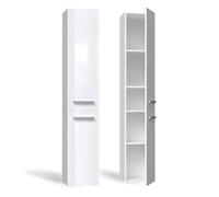 CDF Mobile da Bagno Lavanderia Colonna Bagno senza Cesto per Biancheria Armadio Salvaspazio per Spazi Ridotti Soggiorno Corridoio WC Bianco Lucido largh 31 cm 30x31x174 cm Facile Montaggio