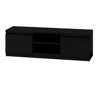 CDF Mobile porta TV 120 cm moderno con ripiano aperto passacavi e due vani laterali senza maniglie struttura 16 mm mobile basso per soggiorno salotto - Nero
