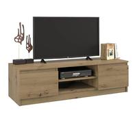 CDF Mobile porta TV 120 cm moderno con ripiano aperto passacavi e due vani laterali senza maniglie struttura 16 mm mobile basso per soggiorno salotto - Rovere Artisan
