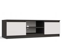 CDF Mobile porta TV 120 cm moderno con ripiano aperto passacavi e due vani laterali senza maniglie struttura 16 mm mobile basso per soggiorno salotto - Antracite/Bianco