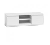 CDF Mobile porta TV 120 cm moderno con ripiano aperto passacavi e due vani laterali senza maniglie struttura 16 mm mobile basso per soggiorno salotto - Bianco