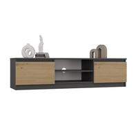 CDF Mobile Porta TV 140 cm Rovere con Ripiano Aperto Passacavi Mobile Basso | Finitura Artisan e Antracite, due vani laterali, struttura 16 mm, senza maniglie, per soggiorno e salotto