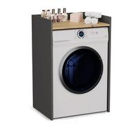 CDF Mobile Sopra Lavatrice Scaffale da Bagno Salvaspazio con Ripiano Portaoggetti Mobiletto Lavanderia Stabile 64 x 97,5 x 50 cm - Antracite/Rovere Artisan