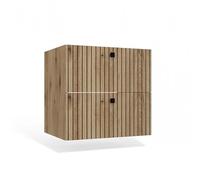 CDF Mobile Sospeso Sottolavabo Bagno con 2 Cassetti - Pensile per Cosmetici, Accessori e Asciugamani Frontali a Lamelle con Maniglie Design Moderno - Tigo 602S Rovere Evoke