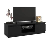 CDF Mobile TV 120 cm Nero con Ripiano Aperto Passacavi e Due Vani Laterali | Struttura 16 mm, Frontali Senza Maniglie, Gestione Cavi, Mobile Basso, per Soggiorno e Salotto, Uso Quotidiano