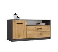 CDF Mobile TV basso, mobile TV con scomparto aperto, tavolo TV, due cassetti, cassettiera TV, credenza per soggiorno, mensola TV, design moderno, 1 anta - 1D2S Antracite Artisan