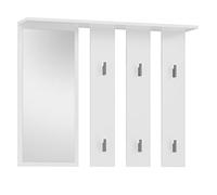 CDF Pannello appendiabiti Parma | Colore: bianco | Spazio per vestiti, cappotti, giacche | Ideale per ingresso, corridoio, studio, ufficio | Ganci stabili | Ripiano per piccoli oggetti