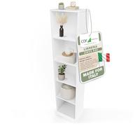 CDF Scaffale Libreria con Ripiani Organizzatore Scomparti Aperti per Libri Documenti Decorazioni Sala da Pranzo Ufficio Soggiorno Studio Camera da Letto Alto Moderno Verticale - Bianco 40 cm