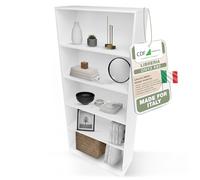 CDF Scaffale Libreria con Ripiani Organizzatore Scomparti Aperti per Libri Documenti Decorazioni Sala da Pranzo Ufficio Soggiorno Studio Camera da Letto Alto Moderno Verticale - Bianco 80 cm