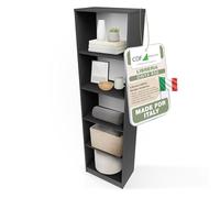 CDF Libreria Aperta - Scaffale Verticale con Ripiani per Libri Documenti Cartelle Raccoglitori - Mobile Ufficio Archivio o Studio - Design Semplice Facile da Montare - R50 Antracite
