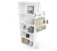 CDF Scaffale Libreria con Ripiani Organizzatore Scomparti Aperti per Libri Documenti Decorazioni Sala da Pranzo Ufficio Soggiorno Studio Camera da Letto Alto Moderno Verticale - Bianco 60 cm