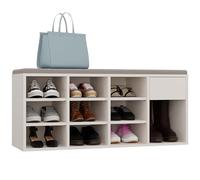 CDF Scarpiera con Seduta e Cassetto per Ingresso Corridoio o Ufficio Mobile Porta Scarpe con Ripiano e Organizer 3 Livelli Scaffale a 9 Scomparti Design Moderno - Cachemire