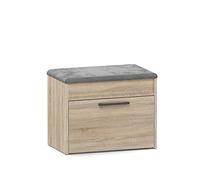 CDF Scarpiera con Seduta e Vano Contenitore Panca da Ingresso Piccola con Anta a Ribalta e Ripiano Interno Salvaspazio 60 x 35 x 49 cm - Rovere Sonoma