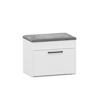 CDF Scarpiera Parma Mini | Colore: bianco | ideale per corridoio, ufficio, scarpiera | comoda seduta (cuscino) | moderna | porta battente | stoccaggio