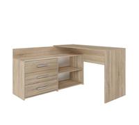 CDF Scrivania Angolare con 3 Cassetti 120x50x76 Cm Tavolo Computer Moderno per Camera da Letto Ufficio Bambini e Ragazzi in Pannello Truciolare Laminato 16 Mm con Finitura Antracite e Rovere Artisan