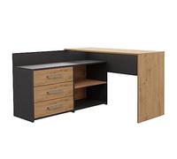 CDF Scrivania Angolare Con 3 Cassetti DANY Tavolo Computer Salvaspazio Per Camera Da Letto E Home Office Con Piano 120 x 50 x 75 cm, Effetto Artisan Eiche E Frontali Antracite