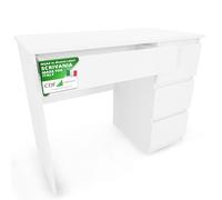 CDF Scrivania con Cassetti Bianco Opaco Compatta Estraibile per Studio PC | Per Cameretta, Ufficio Domestico, Tavolo da Lavoro, Superficie di Lavoro, Postazione Informatica, Arredo Salvaspazio
