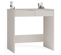 CDF Scrivania Con Due Cassetti Kaschmir Beige Moderna Compatta Per Camera Da Letto Ufficio E Studio Con Frontali Scanalati Design Minimalista Funzionale 50x81x80 cm Pannello