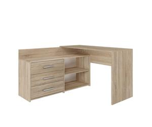 CDF Scrivania DANY 120 x 50 x 76 cm - Scrivania angolare con 3 cassetti, moderna e funzionale, in rovere Sonoma, stabile e facile da pulire, ideale per cameretta dei bambini o ufficio di casa