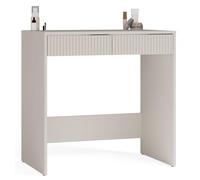 CDF Scrivania Moderna Kaschmir Beige Con Due Cassetti Finitura Goffrata Compatta Per Ufficio Camera Da Letto E Studio Design Minimalista Salvaspazio 50x81x80 cm Pannello Laminato