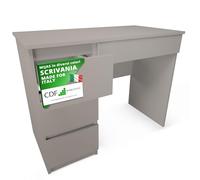 CDF Scrivania Ufficio con Cassetti per Bambina Cameretta Tabella di Studio per Computer PC Domestico con Superficie di Lavoro - Scrittoio Compatto Estraibile Studio Mobiletto Ufficio - Grigio Argilla