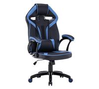 CDF Sedia gaming DRIFT Blu - poltrona ergonomica girevole 360° per PC, similpelle + schiuma MESH, TILT, pistone a gas, 2 cuscini, ruote in gomma silenziose