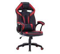 CDF Sedia gaming DRIFT rosso - poltrona ergonomica girevole 360° per PC, similpelle + schiuma MESH, TILT, pistone a gas, 2 cuscini, ruote in gomma silenziose
