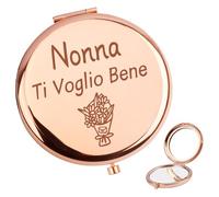 CDIXlmuz Regali Natale Nonna Compleanno Idee Specchio Trucco Regali Natalizi Specchio Rotondo per Festa dei Nonni Festa della Mamma Donna Thanksgiving Grazie Nonna, Specchio Ingranditore x1 / x2