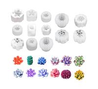 CDIYTOOL 13 Stampi in Silicone per Piante Grasse, Candele, Resina, Cera, Sapone e Decorazioni per Torte - Fai Da Te