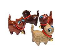 CDIYTOOL 4 statuette in legno a forma di gatto, intagliata a mano, con campana, da collezione, simpatica, ornamento da scrivania, accessori fatti a mano, regalo di nozze (modello 2)