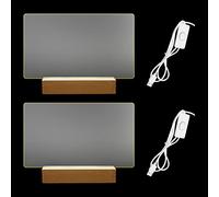 CDIYTOOL Base di visualizzazione per luci a LED, confezione da 2 basi in legno illuminate USB a LED, con 2 fogli acrilici per piatto acrilico fai da te, cartello da tavolo (luce calda-2)