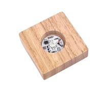 CDIYTOOL Base di visualizzazione per luci a LED, luce quadrata colorata illuminata in legno, con luce a LED USB da tavolo, ornamento per gioielli in cristallo 3D, vaso in resina, acrilico, 10 cm