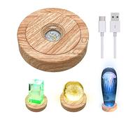 CDIYTOOL Base Luminosa a LED in Legno, Base Rotonda a LED Rotante per dispaly, Piastra Rotante Colorata da Tavolo, Supporto per Illuminazione da Tavolo Alimentato da USB per Gioielli (1)