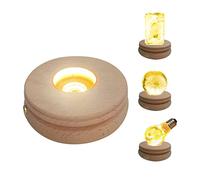 CDIYTOOL Base luminosa a LED in legno, USB in legno massello, con base rotonda per scrivania, luce notturna a LED, luce calda, ornamento alimentato da USB per gioielli con sfera di cristallo (1)
