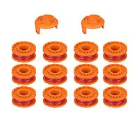 CDIYTOOL Bobina di Ricambio per Filo decespugliatore, Linea tagliabordi e decespugliatore, Bobina di Ricambio per Worx, WA0010 decespugliatore di Erbacce ricariche da 3 m (12 Bobine + 2 Tappi)