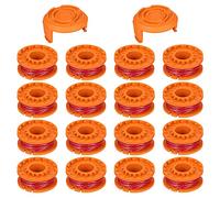 CDIYTOOL - Bobina di ricambio per filo per decespugliatore, linea tagliabordi e decespugliatore per decespugliatore di erbacce, ricariche da 3 m, 0,2 cm (16 bobine, 2 tappi)