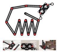 CDIYTOOL Righello di misurazione multi-angolo, 12 lati preciso in lega di alluminio, strumento layout modello con punteruolo, foratura per costruttori, artigiani, falegnami, fai da te (C), nero