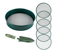 CDIYTOOL Set di 8 setacci da giardino rotondi, 30 cm, setaccio a rete con 5 filtri da 3/5/8/10/12 mm, per terreno, pietre, erbacce, lettiera per gatti, compost, 8 pezzi