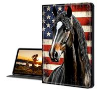 Cdkfxjy Custodia per tablet Amazon Kindle Fire 7 (9a/7a/5a generazione, 2019/2017/2015), sottile, in pelle PU, multi-angolo, pieghevole, con funzione di spegnimento automatico, cavallo con bandiera