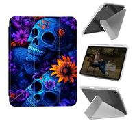 Cdkfxjy Custodia per tablet per iPad 10,2" 2021/2020/2019 - Pieghevole a forma di Y, retro rigido e trasparente, supporto angolare Mulit, custodia protettiva con portamatite - Sugar Skulls