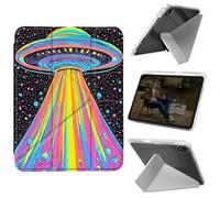 Cdkfxjy Custodia per tablet per iPad Air 13" M2 2024 - Pieghevole a forma di Y, retro rigido e trasparente, supporto angolare Mulit, custodia protettiva con portamatite - Space UFO Alien